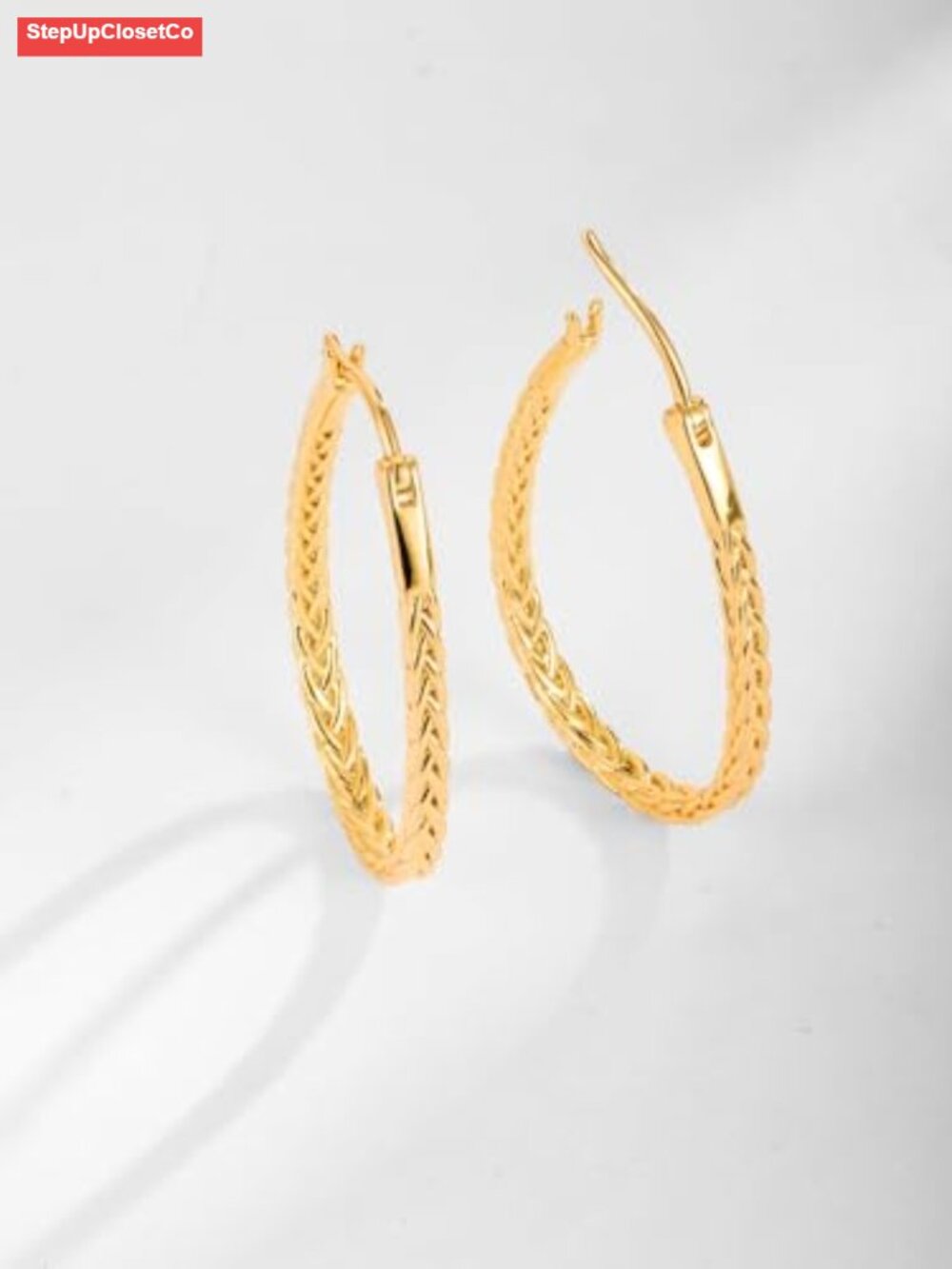 14K Gold Plated Sterling Silver CZ Cuff Earrings Vintage Hoop 20mm 30mm 40mm - Picture 2 of 6